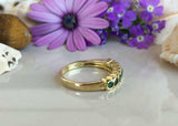 2.3ct Wedding Ring Band Round Cut Green Emerald Stackable 14k Yellow Gold Finish