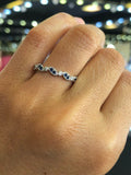 0.3ct Round Cut Blue Sapphire Wedding Band 14k White Gold Finish Half Eternity