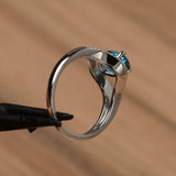 2.2ct Engagement Ring Oval Cut Blue Topaz Split Shank 14k White Gold Finish