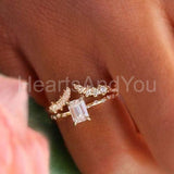 0.5ct Emerald Simulated Diamond Solitaire Accents Ring 14k Yellow Gold Plated