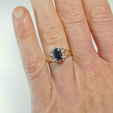 2.3ct Emerald Cut Blue Sapphire Diamond Halo Engagement Ring 14k YellowGold Over