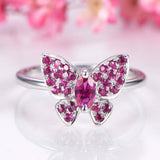 2.4ct Marquise Cut Pink Ruby Engagement Ring Butterfly Design 14k WhiteGold Over