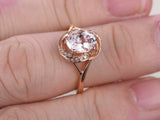 1ct Oval Cut Peach Morganite Diamond Engagement Ring 14k RoseGold Over Solitaire