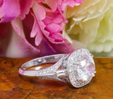 Antique Vintage Engagement Ring 2.5ct Round Cut Diamond 14k White Gold Finish
