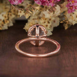 2.3ct Oval Cut Blue Aquamarine Diamond Halo Solitaire Ring 14k Rose Gold Finish
