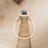 2.3ct Emerald Cut Simulated London Blue Topaz Halo Ring 14k Rose Gold Plated