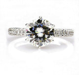 3.8ct Round Cut Diamond Accent Solitaire Engagement Ring 14K White Gold Finish