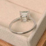 2.2ct Engagement Ring Princess Cut Blue Aquamarine Solitaire 14k White Gold Over