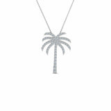 1ct Round Cut VVS1 D Diamond Palm Tree Pendant 14k White Gold Finish NO CHAIN