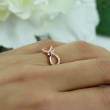 0.5ct Round Cut Diamond Infinity Engagement Ring Women 14k Rose Gold Finish