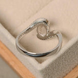 1.4ct Engagement Ring Oval Cut Morganite Swirl with Accents 14k WhiteGold Finish