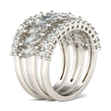 5Ct Marquise Round Cut Diamond Trio Set Wedding Band Ring 14K White Gold Finish