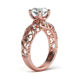 2Ct Round Cut Diamond Filigree Vintage Accent Solitaire Ring 14K Rose Gold Over