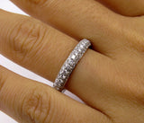 3Ct Round Brilliant Cut Diamond 3 Row Iced Eternity Band 18K White Gold Finish