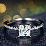1.5ct Princess Cut Diamond Solitaire Ring 14k White Gold Over with Round Accents
