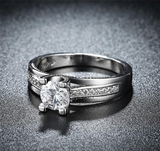 2Ct Round Cut Diamond Tension Solitaire with Accents Ring 14K White Gold Finish