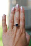 2.3ct Engagement Ring Radiant Cut London Blue Topaz Halo 14k Rose Gold Finish
