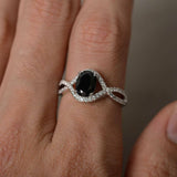 Infinity Wedding Engagement Ring 2.5ct Oval Cut Black Diamond 14k WhiteGold Over