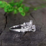 2ct Engagement Ring Round Cut Diamond Princess Crown Design 14k WhiteGold Finish