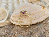 2ct Engagement Ring Round Cut Amethyst Bezel Set Solitaire 14k Yellow Gold Over
