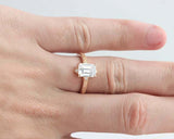 2ct Emerald Cut Diamond Engagement Ring Milgrain Filigree 14k Rose Gold Finish