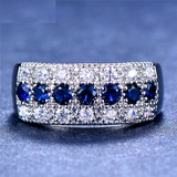 4ct Round Cut Blue Sapphire Wedding Band Ring 14k WhiteGold Finish Half Eternity