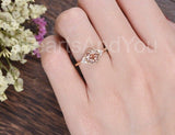 1ct Round Cut Simulated Morganite Solitaire Milgrain Ring 14k Rose Gold Plated