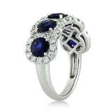 4Ct Round Cut Blue Sapphire Royal Halo Engagement Ring 14K White Gold Finish