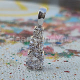 1ct Round Cut Moissanite Three Stone Pendant 14k White Gold Plated NO CHAIN