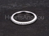 0.15ct Round Cut Moissanite Dainty Minimalist Wedding Band 14k White Gold Plated