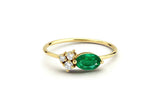 0.5ct Engagement Ring Oval Cut Emerald Teardrop Minimalist 14k YellowGold Finish