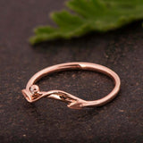 Floral Leaf Twig Engagement Ring 0.12ct Round Cut Diamond 14k Rose Gold Finish
