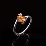 0.4ct Oval Cut Yellow Citrine Stylish Split Shank Ring 14k White Gold Finish