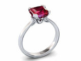 2ct Princess Cut Pink Ruby Bridal Set Band Engagement Ring 14k White Gold Finish