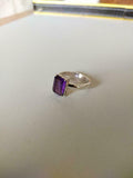 1.5ct Engagement Ring Emerald Cut Purple Amethyst Solitaire 14k WhiteGold Finish