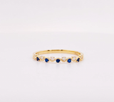 0.5ct Round Cut Simulated Blue Sapphire Wave Wedding Band 14k Yellow Gold Plated