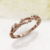 0.1ct Round Cut Moissanite Twig Vine Women Wedding Band 14k Rose Gold Plated