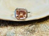 1ct Engagement Ring Asscher Cut Peach Morganite Solitaire 14k White Gold Finish