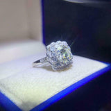 Dual Halo Solitaire Engagement Ring 2ct Round Cut Diamond 14k White Gold Finish