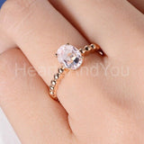 2ct Oval Cut Simulated Morganite Ball Shank Engagement Ring 14k Rose Gold Plated