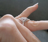 2Ct Emerald Cut Diamond Rhombus Vintage Halo Engagement Ring 14K White Gold Over