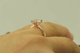 3.5ct Emerald Cut Peach Morganite Engagement Solitaire Ring 14K Rose Gold Finish