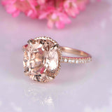 2ct Oval Cut Peach Morganite Engagement Ring Diamond Accents 18k Rose Gold Over