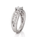 1ct Round Cut VVS1 Diamond Engagement Ring 14k WhiteGold Finish Filigree Vintage