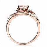 1.6ct Round Cut Peach Morganite Swirl Twist Solitaire Ring 14k Rose Gold Finish