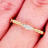0.3ct Round Cut Moissanite Beaded Milgrain Wedding Band 14k Yellow Gold Plated