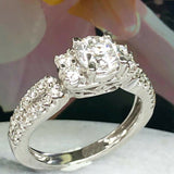 1.6ct Round Cut Diamond Engagement Ring Split Shank Petite 14k White Gold Finish