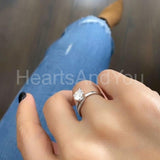 0.3ct Round Cut Moissanite Split Shank Engagement Ring 14k White Gold Plated