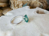1.56ct Emerald Cut Blue Aquamarine Solitaire Engagement Ring 14k White Gold Over