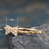 0.8ct Round Cut VVS1D Diamond Engagement Ring 14k Yellow Gold Finish Bow Design